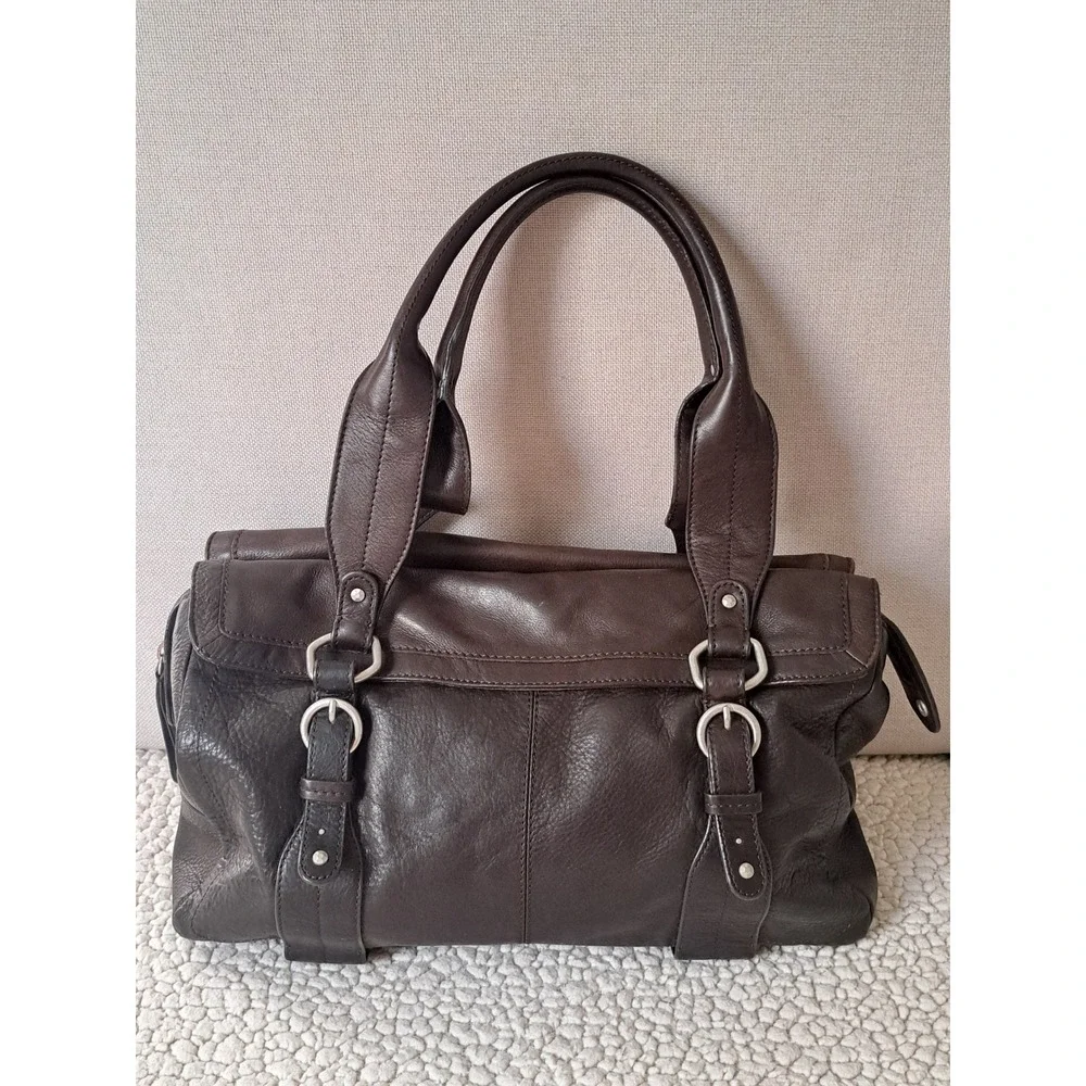 Sigrid Olsen Brown Leather Shoulder Bag Buckle Detail Satchel Handbag